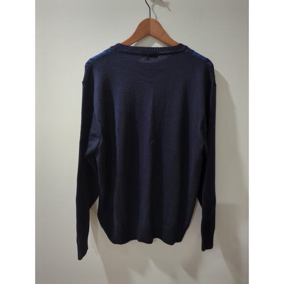 Montechiaro Navy Blue Men's Italian Wool Crewneck Sweater - Picture 4 of 4